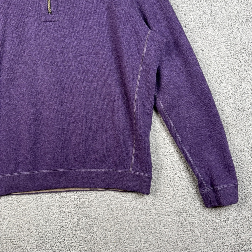 Tommy Bahama Sweater XL Brown/Purple Reversible Cable-Knit Heavyweight 1/4 Zip - Picture 7 of 16